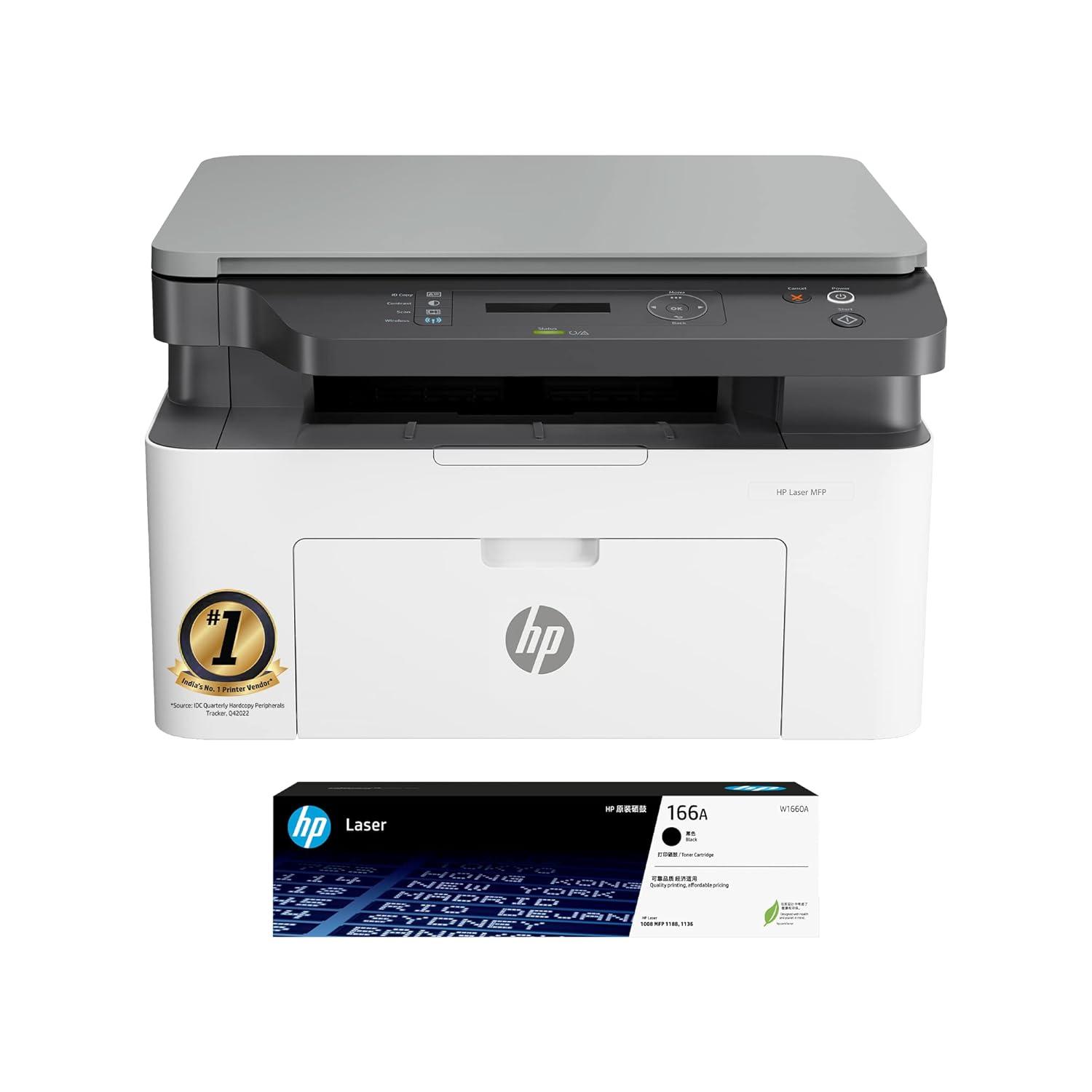 HP Laser MFP 1188nw | 20 PPM | 128 MB | USB 2.0, Ethernet, Wireless or Wi-Fi | Multifunction all in One A4 Printer | 1 Year Warranty