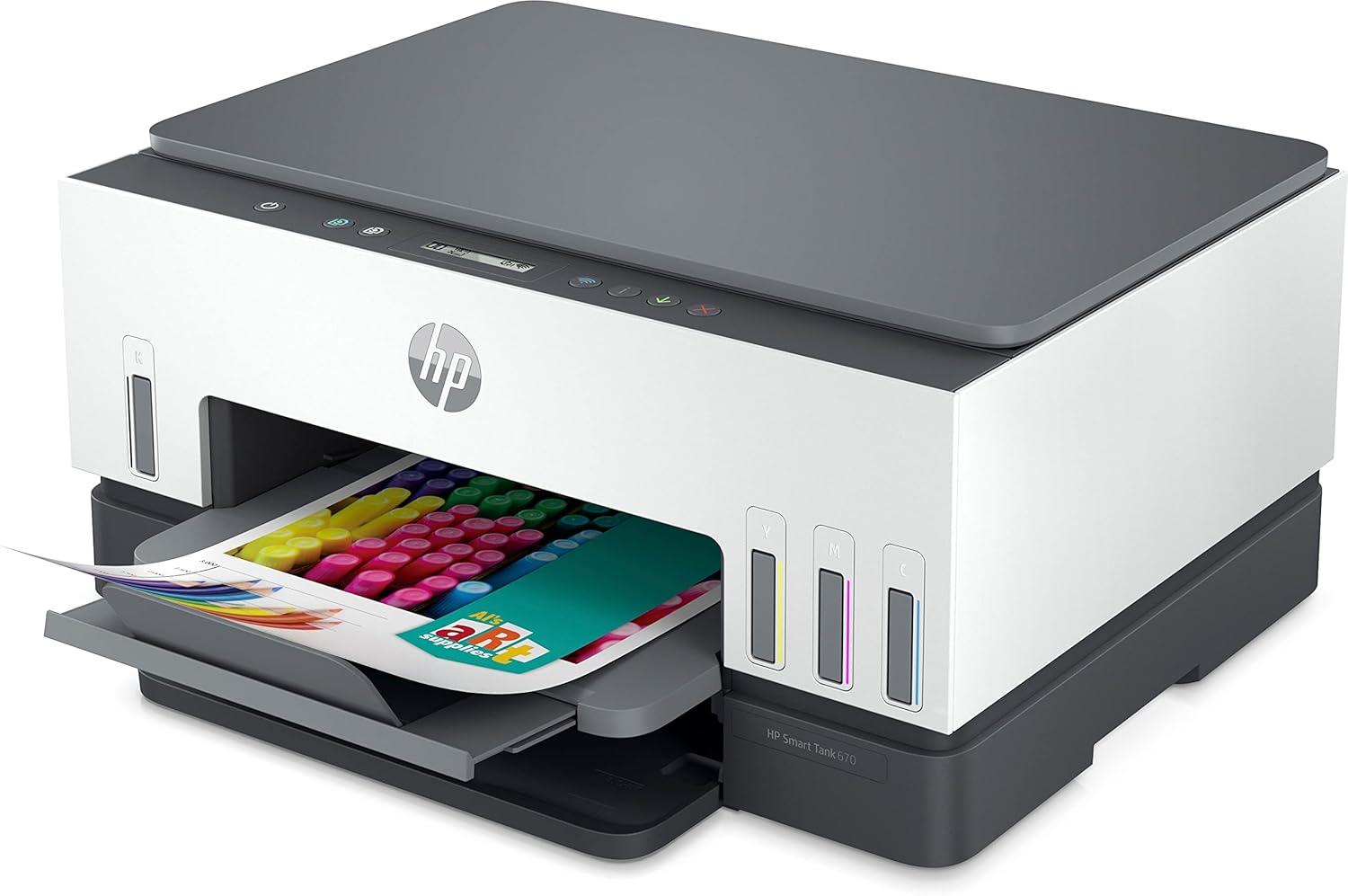 HP Smart Tank 670 A4 Ink Tank Colour Multifunction Printer | 22 PPM (Black) and 21 PPM (Color) | 128 MB | USB 2.0, Wireless or Wi-Fi | Automatic Duplex | Print, Copy, Scan | 1 Year Warranty thumbnail 2