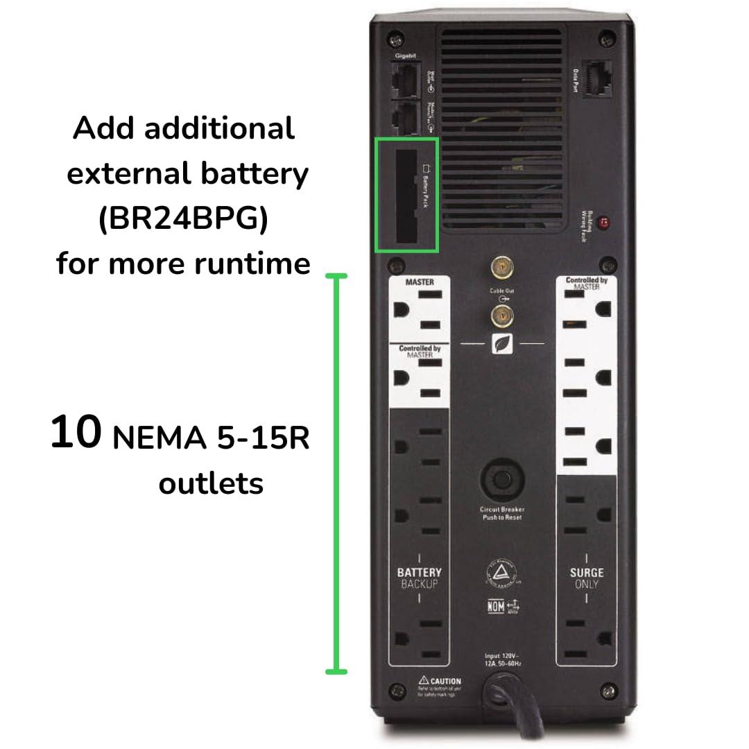 APC Back-UPS Pro BR1000G-IN, 1000VA line interactiv UPS | 600W, 230V UPS System, High-Performance Premium Power Backup & Protection for Home Office, Desktop PC, Gaming Console & Home Electronics | 2 Year Warranty thumbnail 2