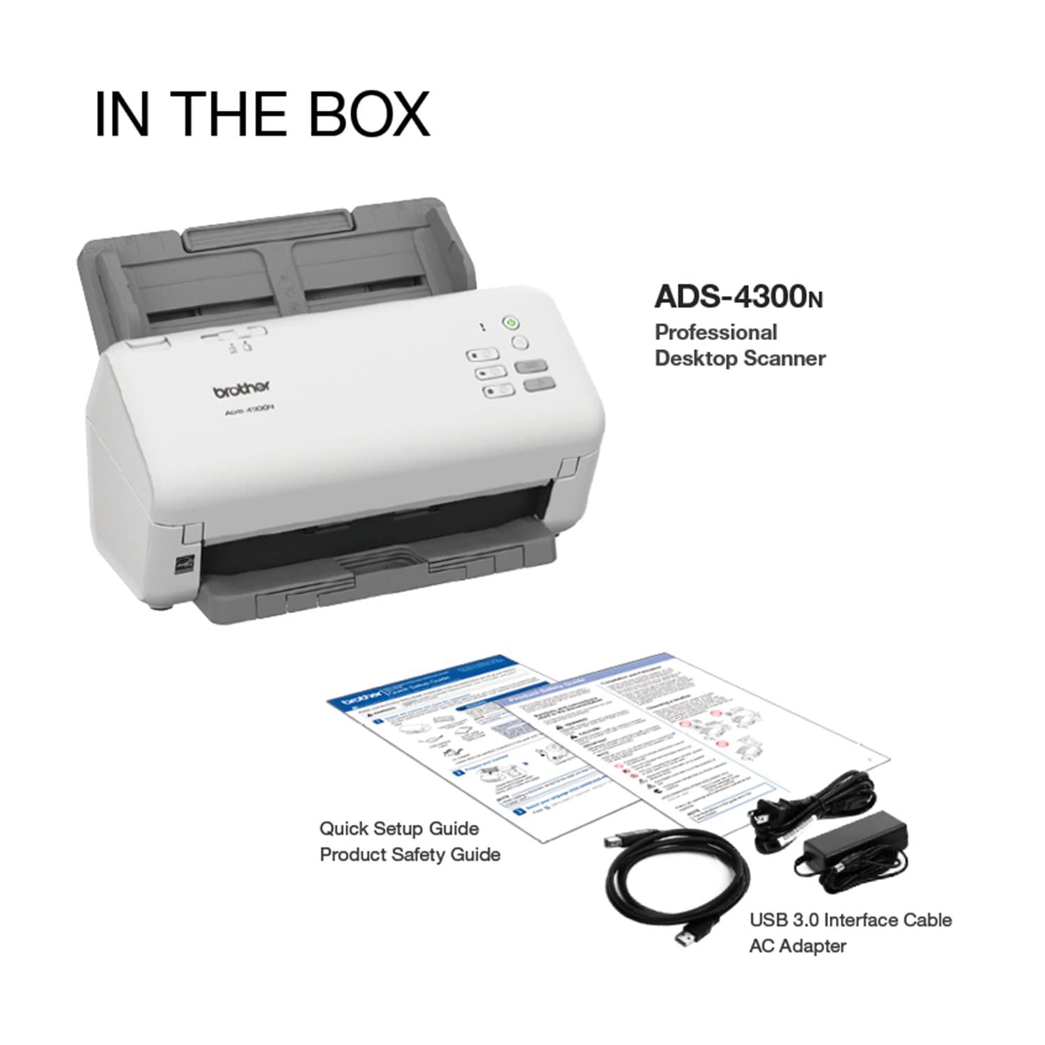 Brother ADS-4300N Desktop Document Scanner | 40 PPM | 512 MB | USB 3.0, Ethernet | ADF Scanning | Automatic Colour Scanning | A4 Scanner | 1 Year Warranty thumbnail 3