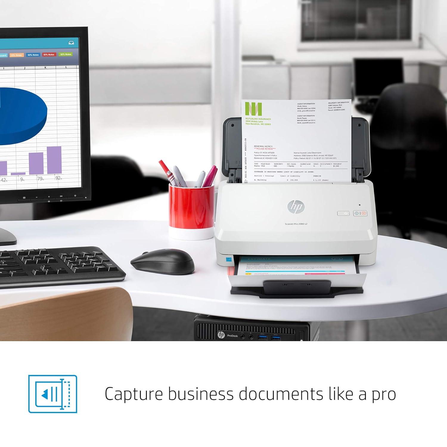 HP Scanjet Pro 2000 s2 Sheet-Feed Scanner | Simplex 35 PPM | Duplex 70 PPM | Automatic Duplex | USB 3.0 | 1 Year warranty  thumbnail 5
