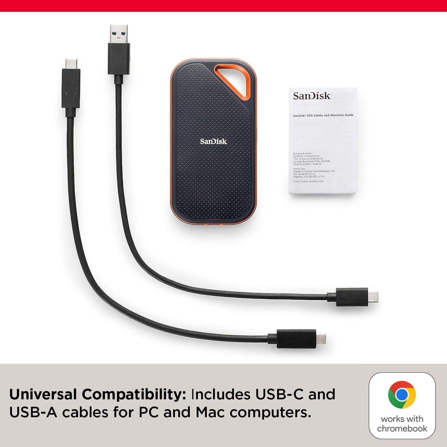 SanDisk Extreme PRO Portable SSD 2TB, Sequential speed: Up to 2000 MB/s, IP65 water and dust resistance, USB 3.2 Gen 2, Rugged SSD with Upto 2 Meter Drop Protection, Type-C to Type-A Cable, PC & Mac Compatible, 5 Year Warranty thumbnail 4