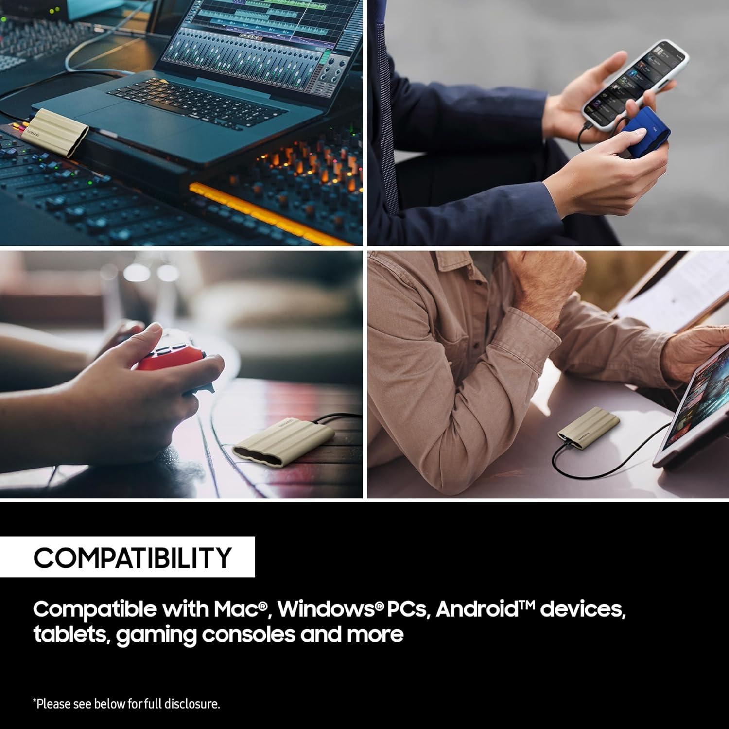 Samsung T7 Shield Portable SSD 4TB USB 3.2 Gen2 External SSD, Black, Up to 1,050MB/s, Mac Compatible, IP65 Water & Dust Resistant, for Photographers, Content Creators and Gaming, Rugged, MU-PE4T0S, 3 Year Warranty thumbnail 2