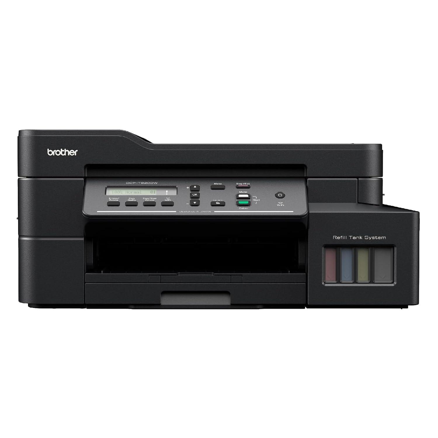 Brother DCP-T820DW A4 Multifunction Colour Inkjet Printer | 8 PPM (Black)/ 8 PPM (Colour) | 128 MB | Print, Copy, Scan, ADF | USB 2.0, Ethernet, Wireless or Wi-Fi | Automatic Duplex | Free Installation | 1 Year Warranty