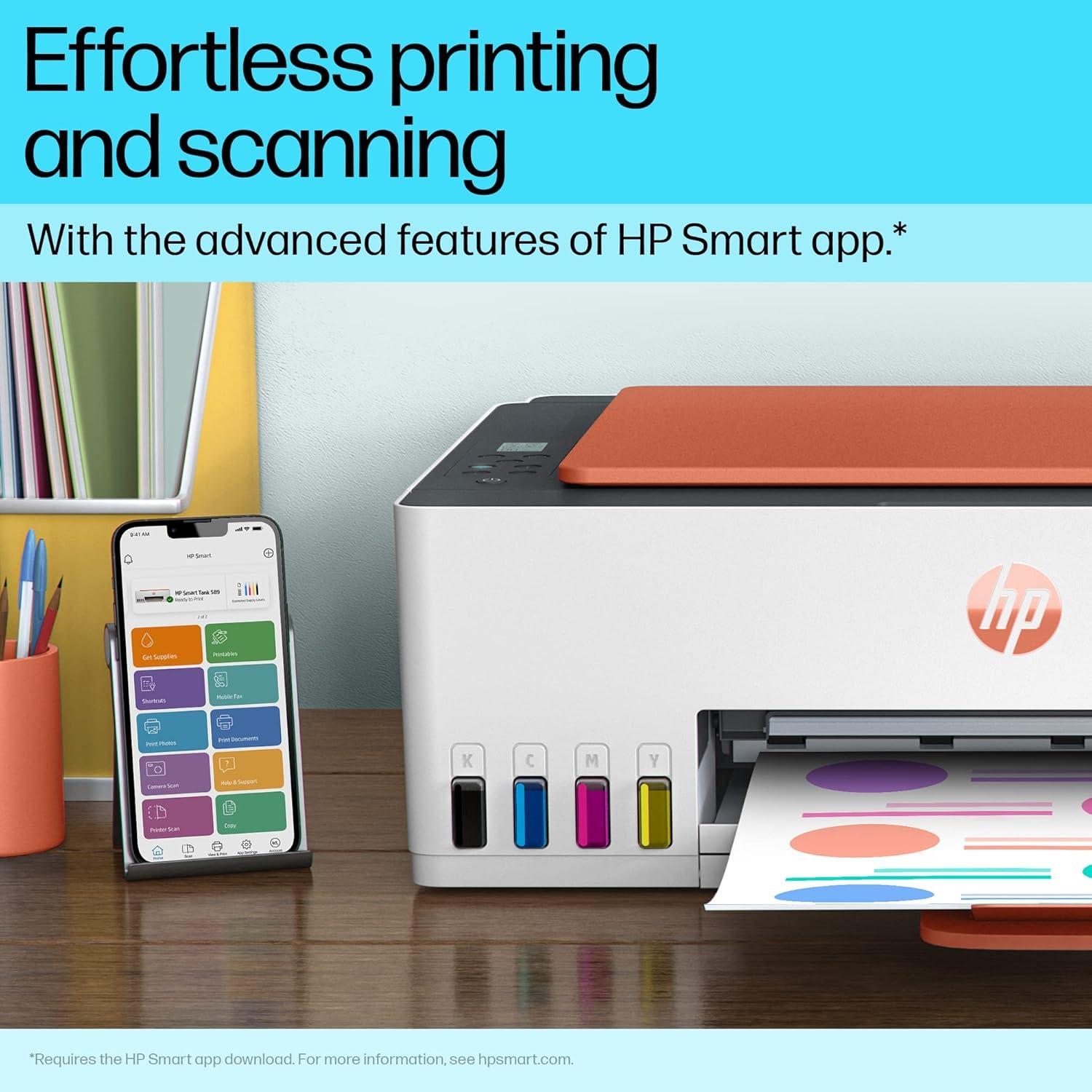 HP Smart Tank 589 A4 Ink Tank Colour Multifunction Printer | 12 PPM (Black) and 5 PPM (Color) | 64 MB | USB 2.0, Wireless or Wifi | Print, Copy and Scan | 1 Year Warranty thumbnail 3