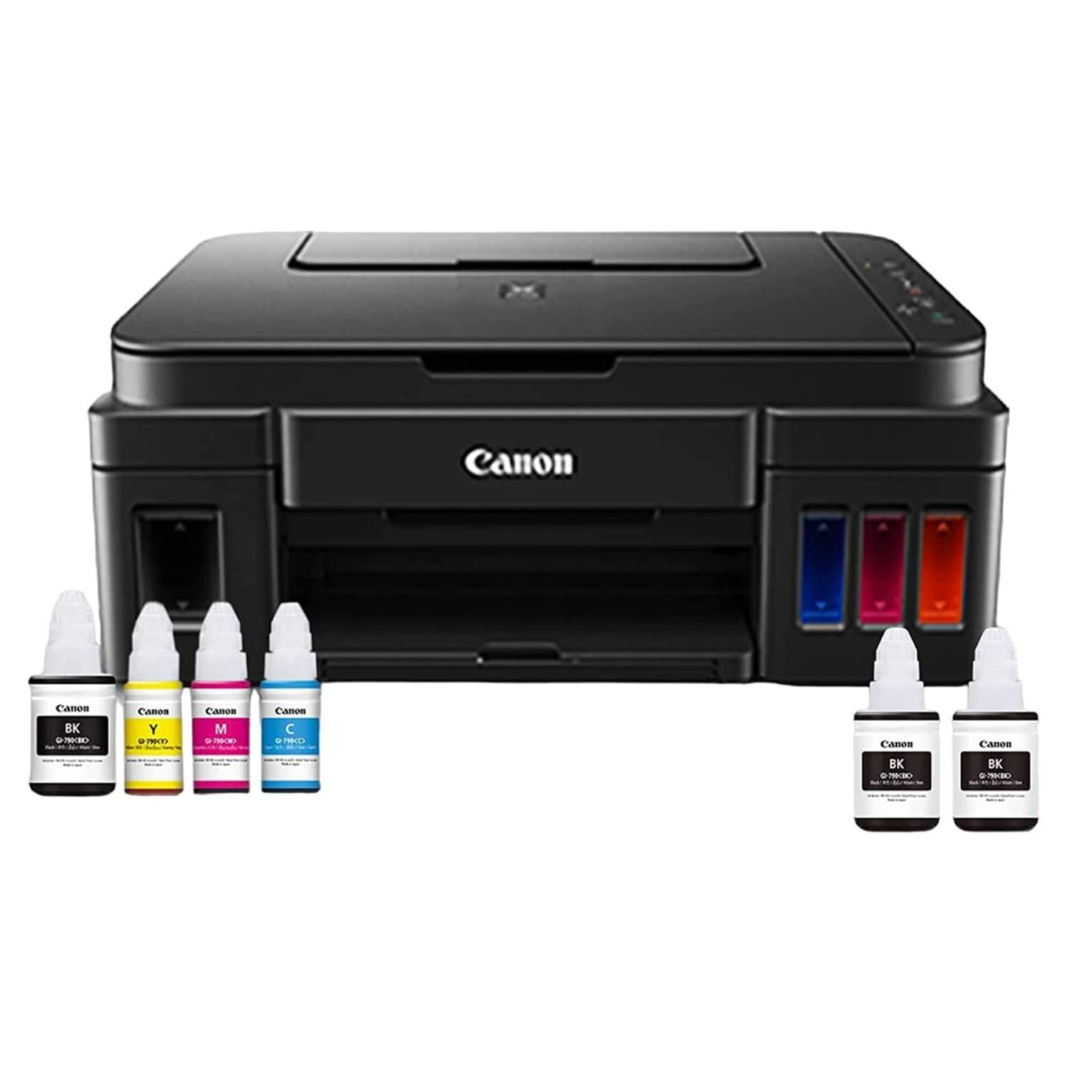 Image of Canon PIXMA MegaTank G3000 A4 Ink Tank Colour Multifunction Printer | 8.8 IPM (Black) / 5.0 IPM (Colour) | USB 2.0, Wireless or WiFi | with 2 Additional Black Ink Bottles for Home and Office | 1 Year Warranty