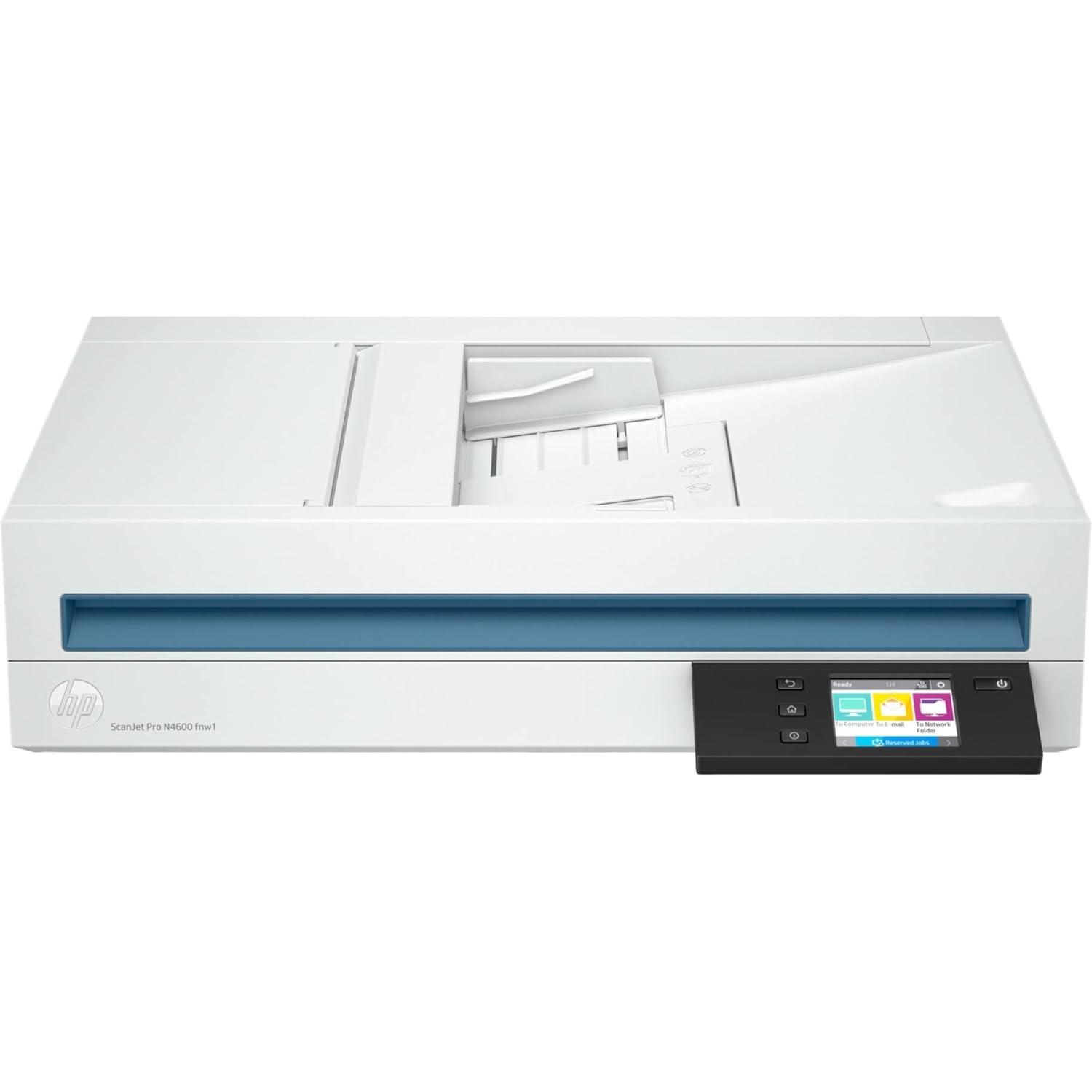 HP ScanJet Pro N4600 fnw1 | 40 PPM | Wireless or Wi-Fi | USB | Ethernet | ADF & Flatbed Scanning | Color Automatic Duplex | A4 Scanner | 1 Year Warranty