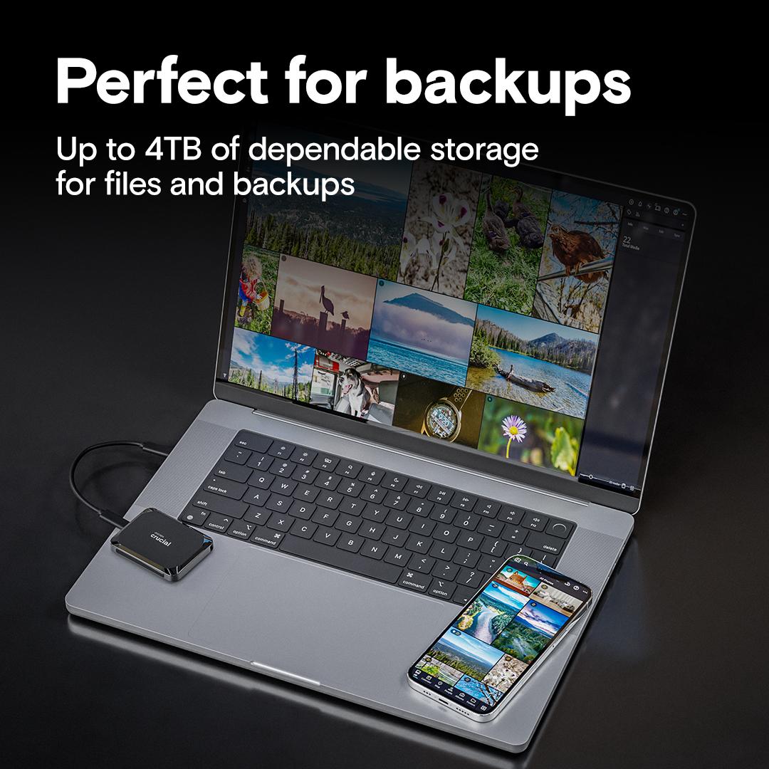Crucial X9 4TB Portable SSD, Read speeds up to 1050 MBps, External Hard Disk, 3 Year Warranty thumbnail 3